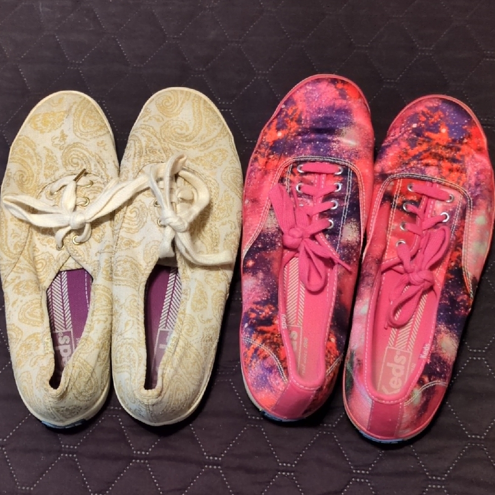Keds Women's Cream Paisley and Pink Galaxy Sneakers